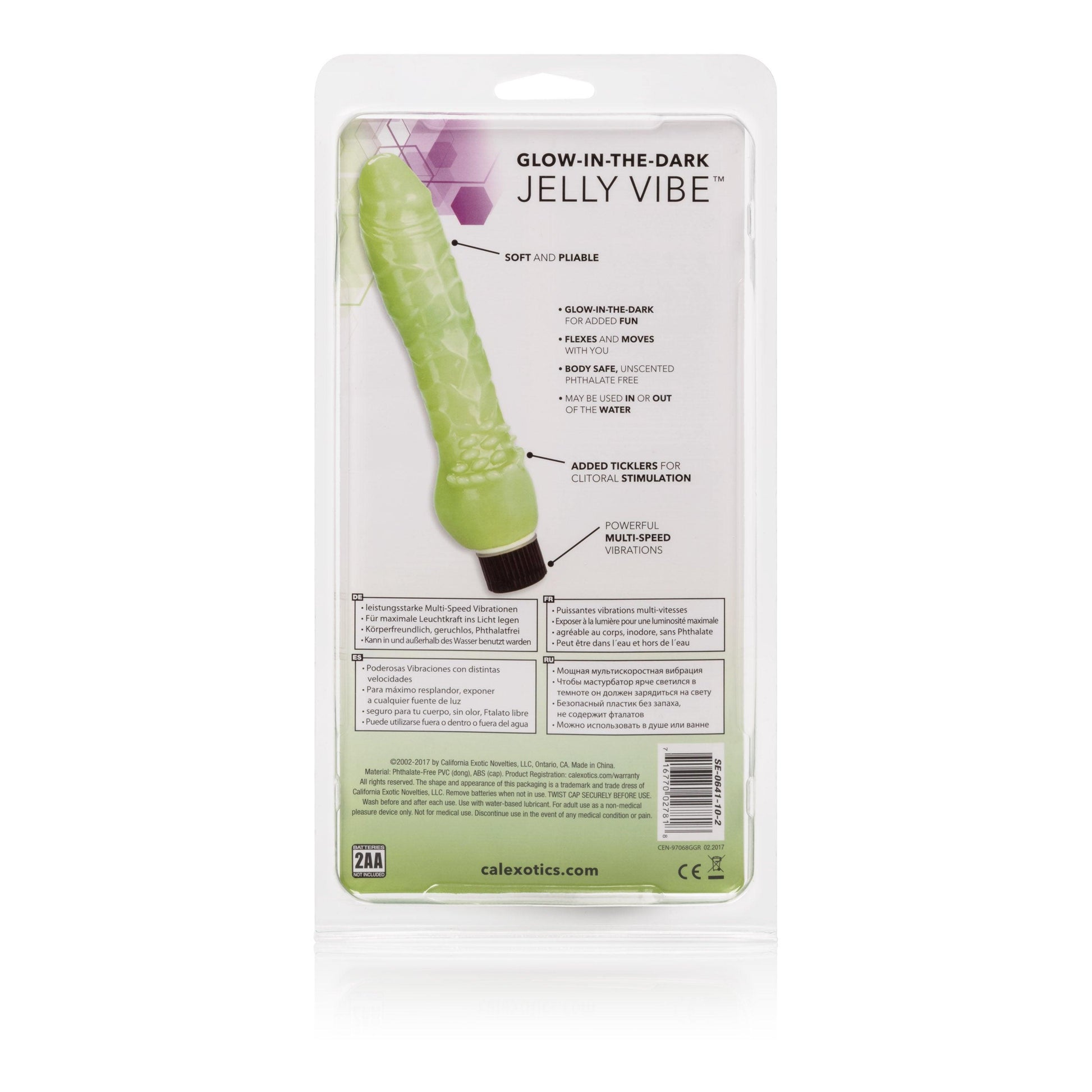 Glow-in-the-Dark Jelly Penis Vibe 7 Inches - Green - Love It Wet