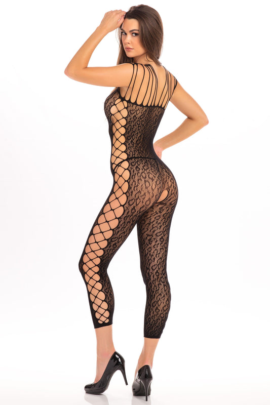 Animal Crotchless Bodystocking - One Size - Black - Love It Wet