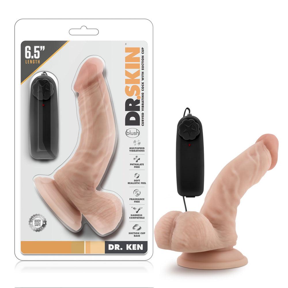 Dr. Skin - Dr. Ken - 6.5 Inch Vibrating Cock With Suction Cup - Vanilla - Love It Wet