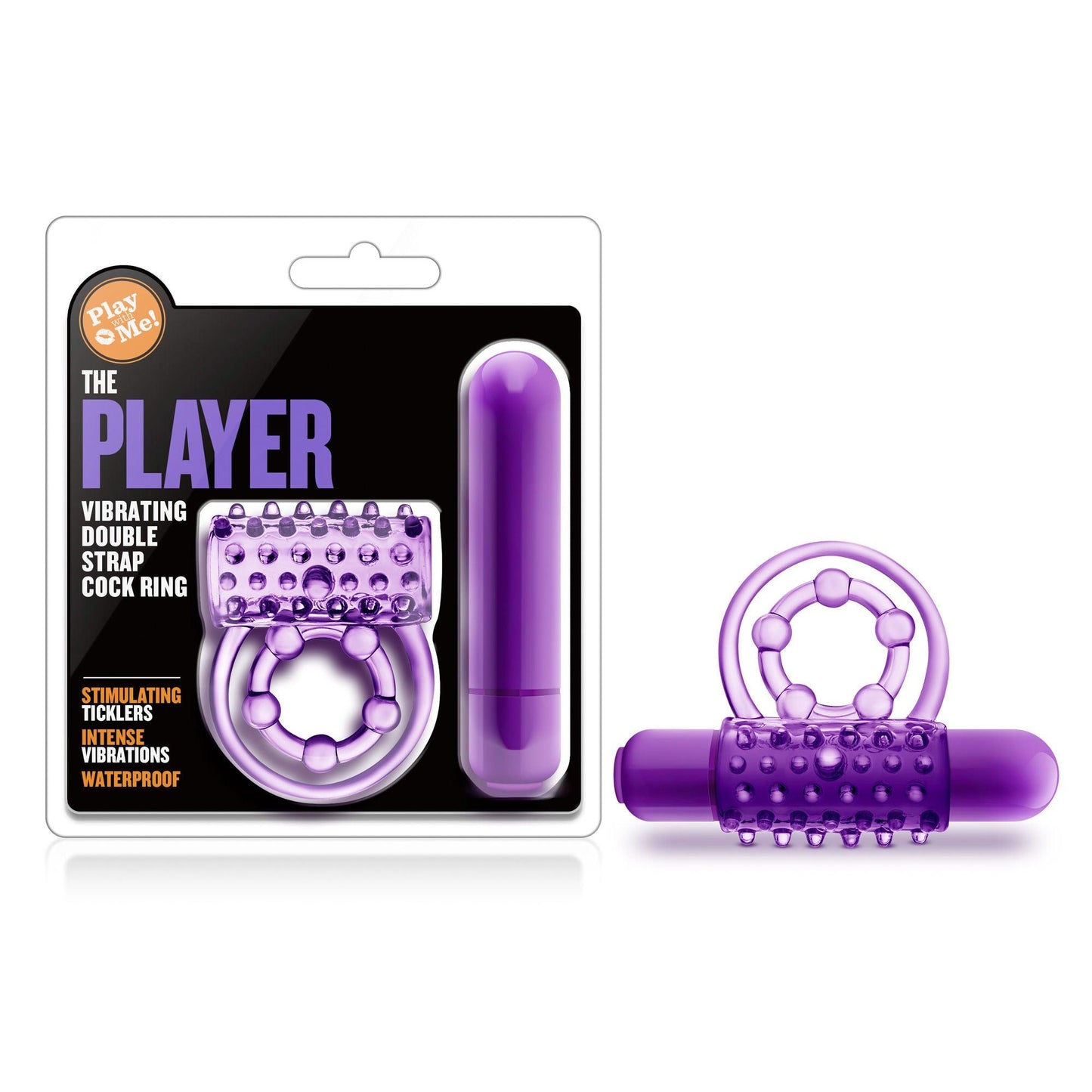 Play With Me - the Player - Vibrating Double Strap Ring - Purple - Love It Wet