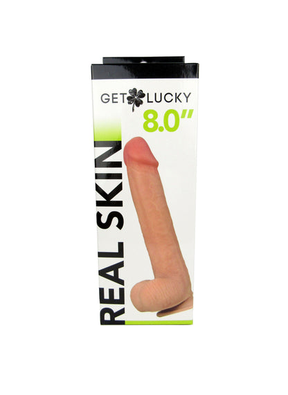 Get Lucky 8 Inch Real Skin Dildo - Tan - Love It Wet