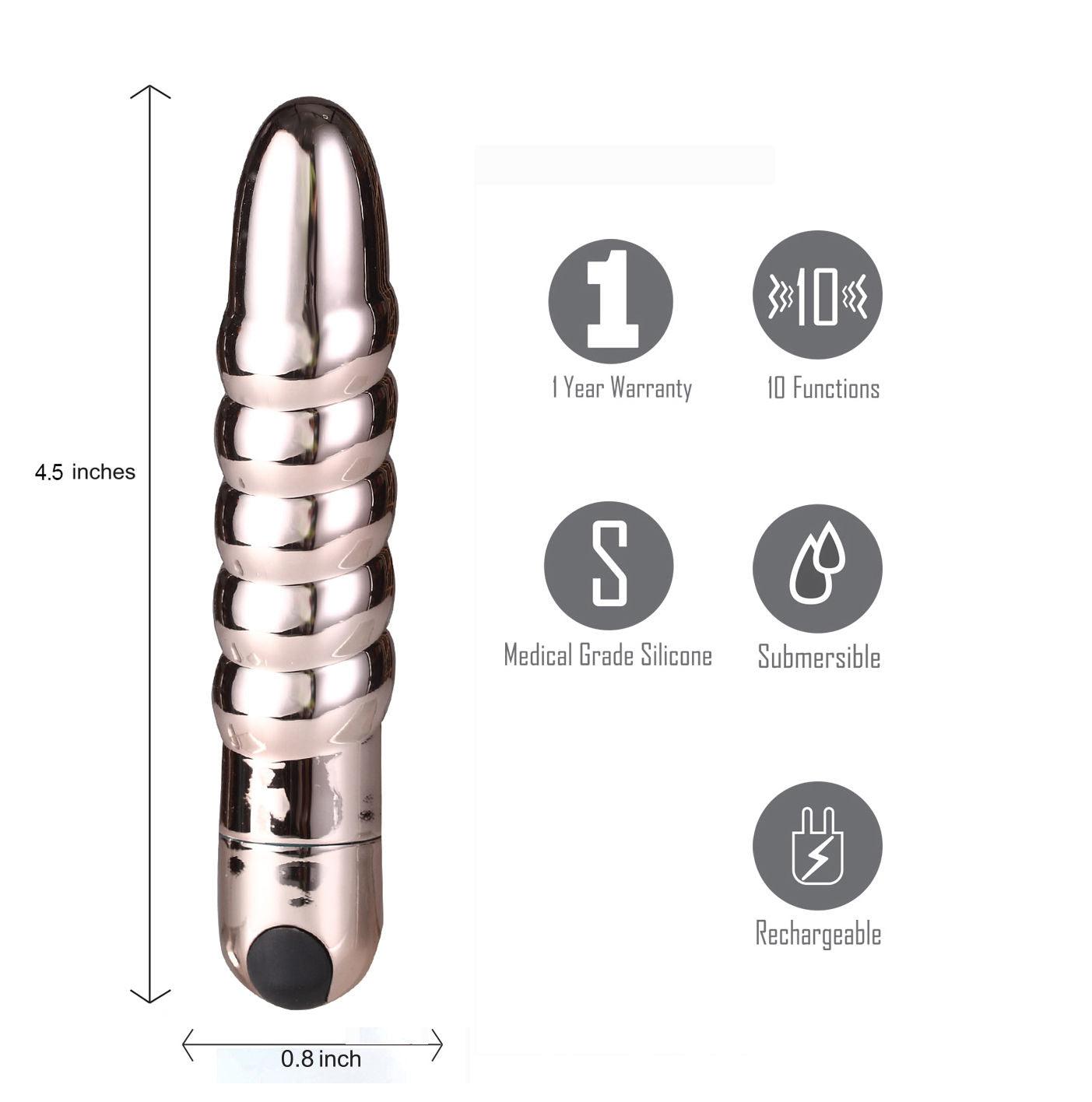 Lola 10 Function Vibrating Twisty Bullet - Rose Gold - Love It Wet