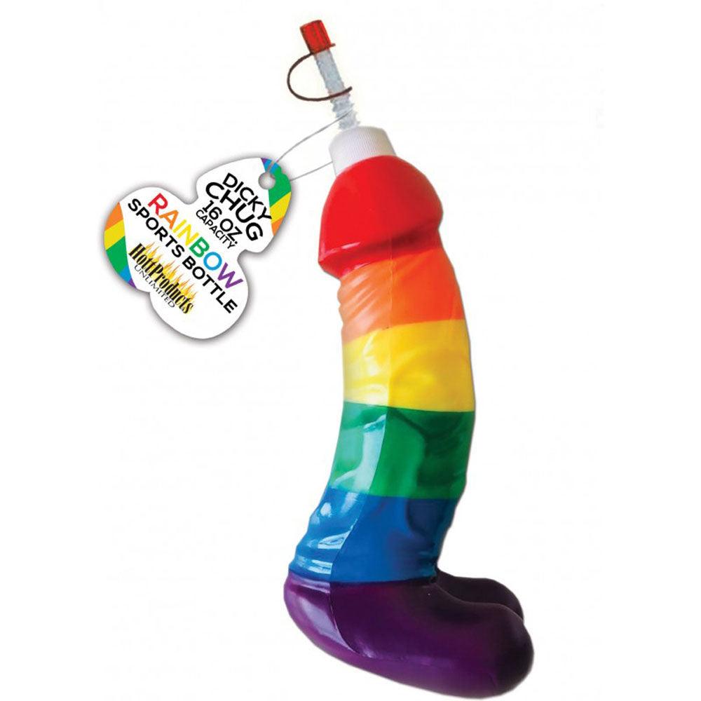 Rainbow Dicky Chug Sports Bottle 16 Oz Capacity - Love It Wet