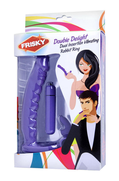 Double Delight Dual Insertion Vibrating Rabbit Cock Ring - Love It Wet