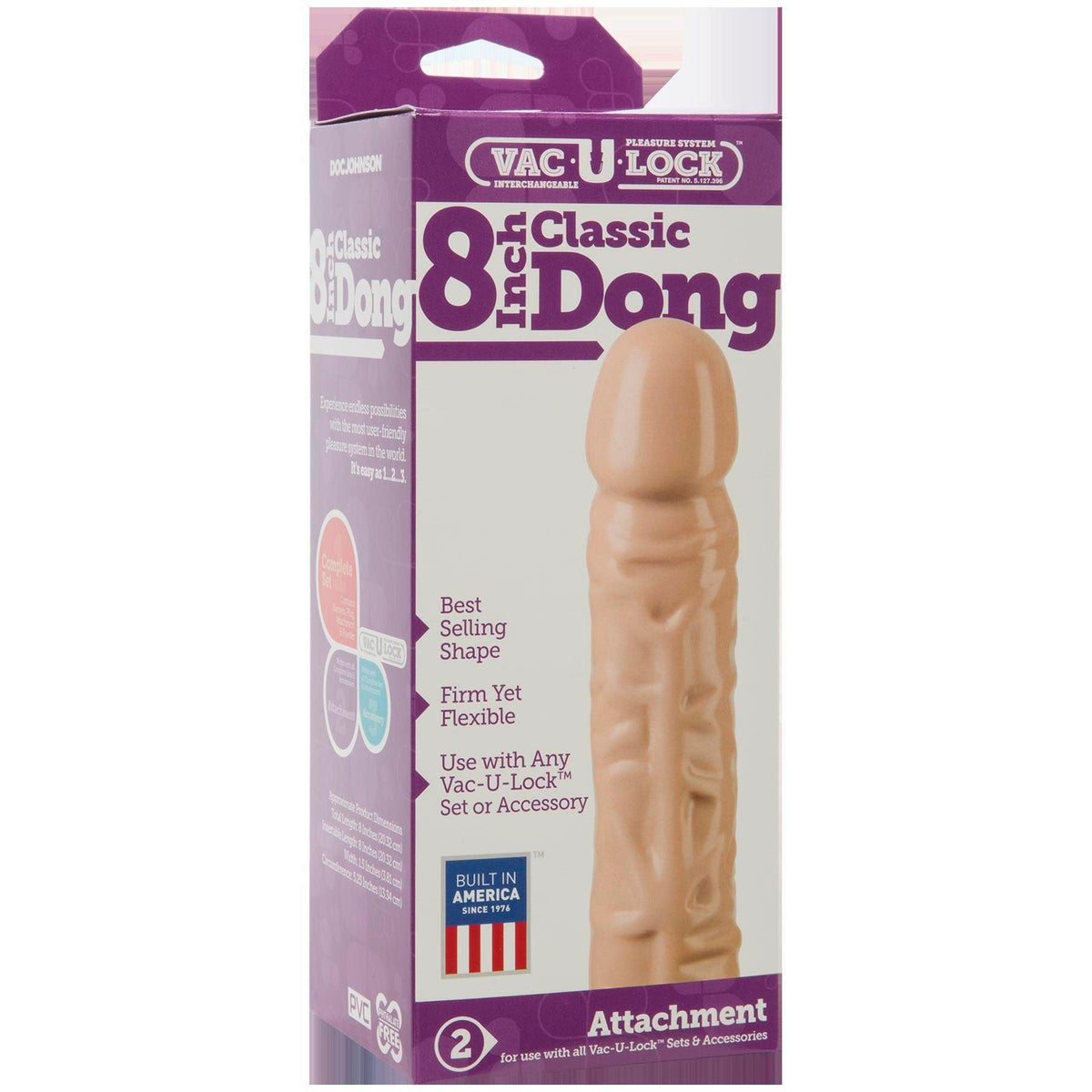Vac-U-Lock 8 Inch Classic Dong - White - Love It Wet