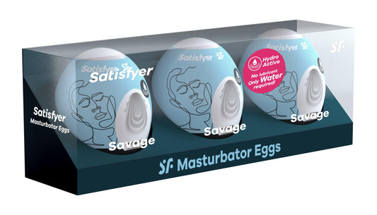 3 Pc Set Masturbator Egg - Savage - Blue - Love It Wet