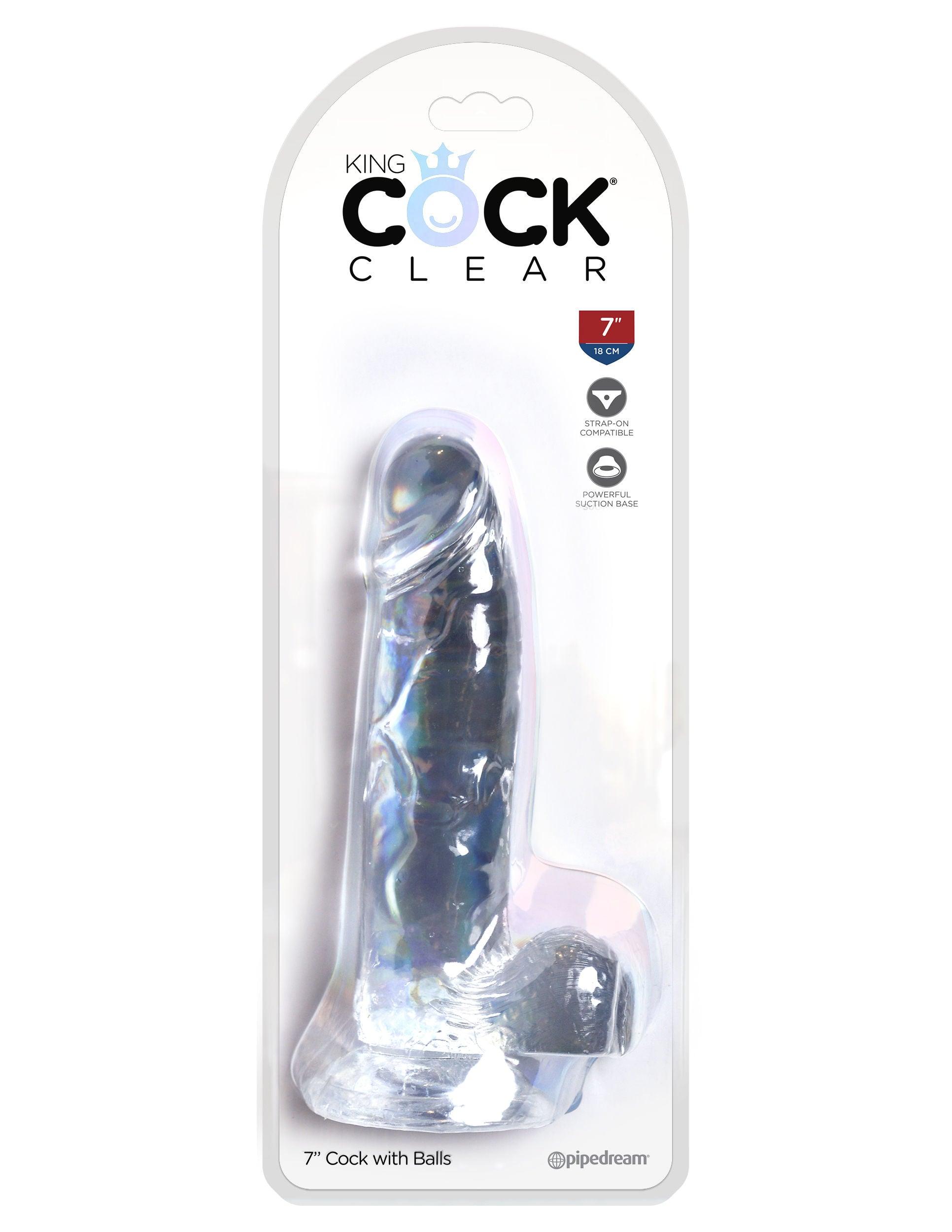 King Cock Clear 7 Inch Cock With Balls - Love It Wet