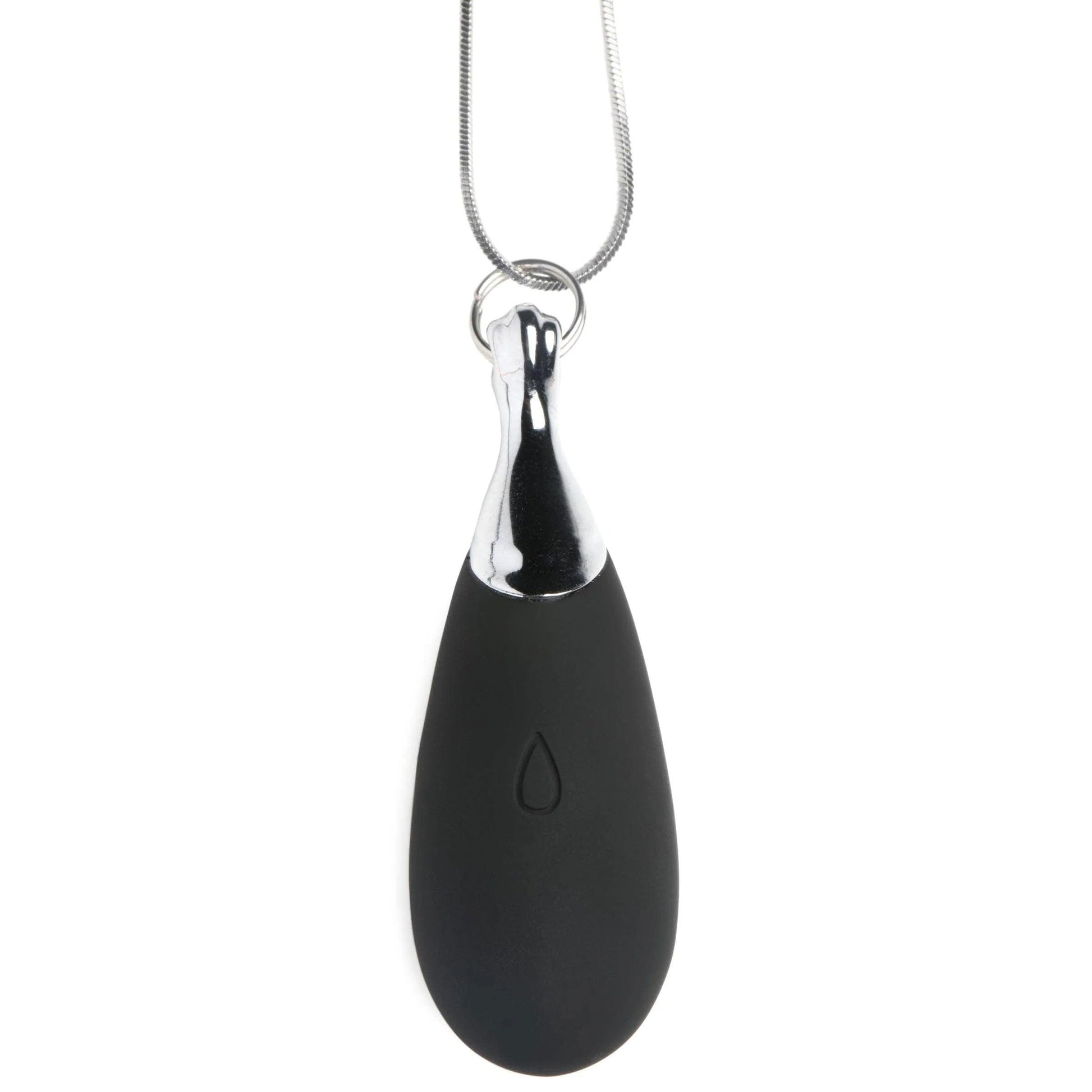 10x Vibrating Silicone Teardrop Necklace - Black - Love It Wet