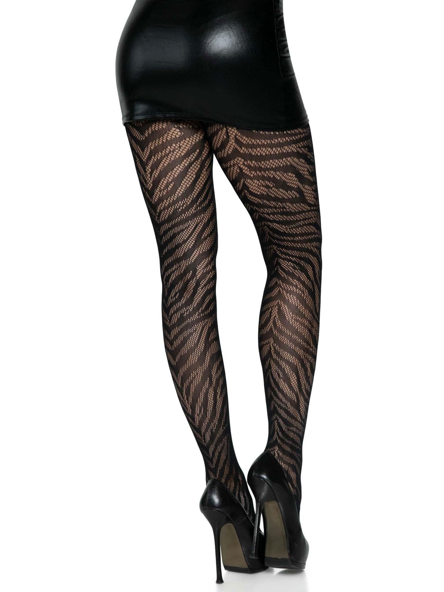 Zebra Net Tights - One Size - Black - Love It Wet