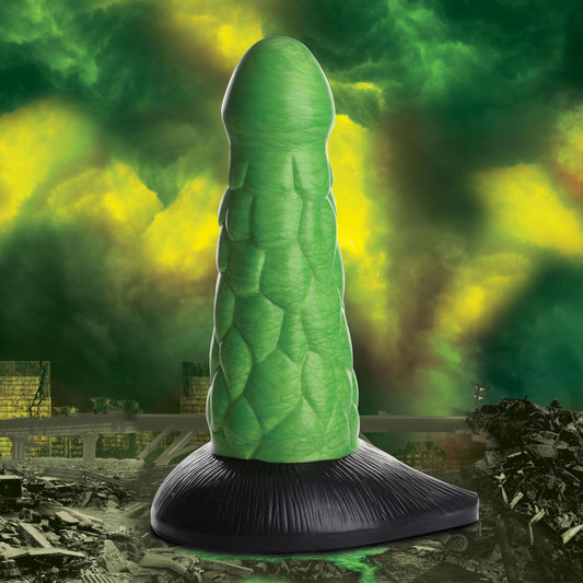 Radioactive Reptile Thick Scaly Silicone Dildo - Green - Love It Wet