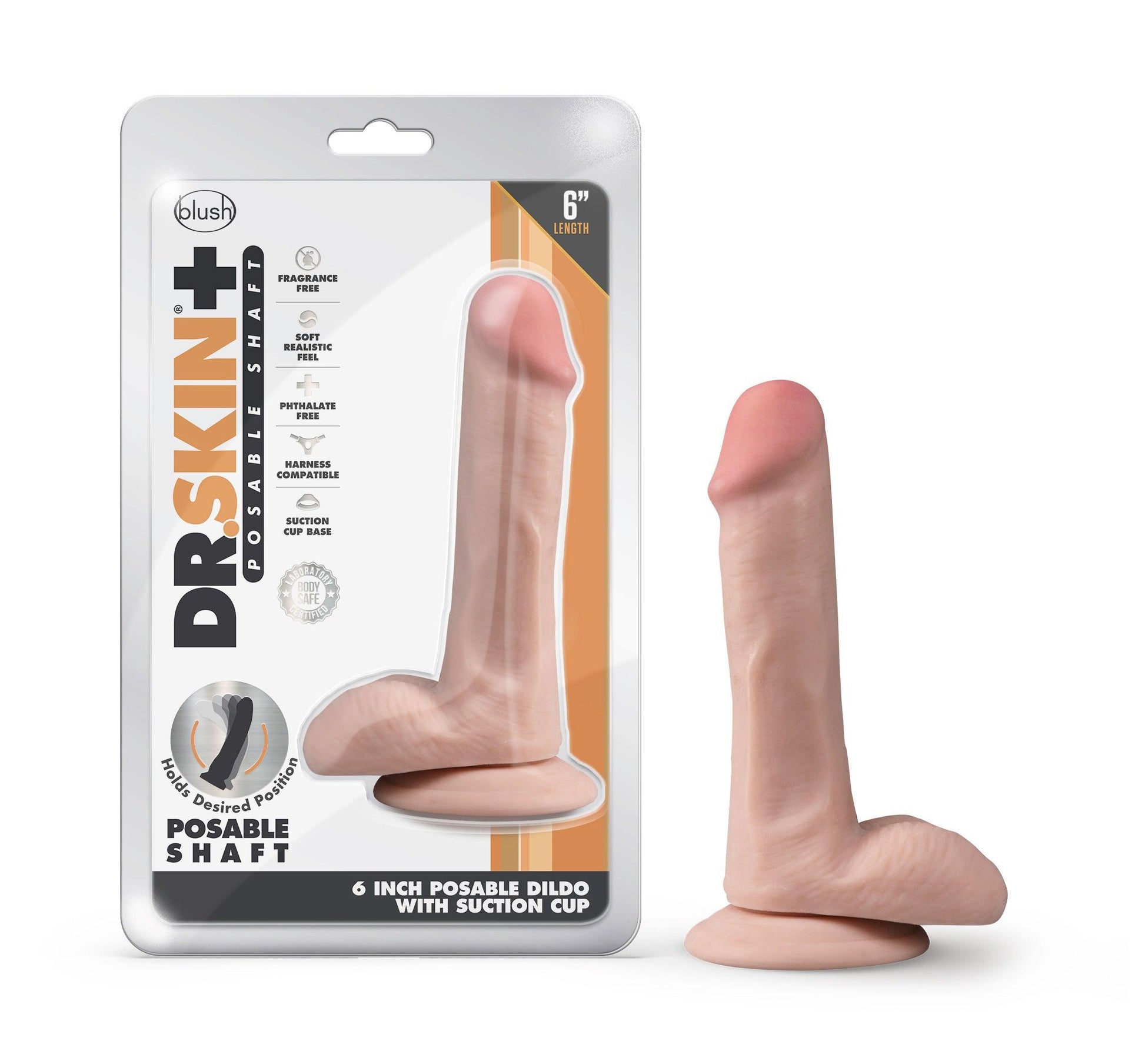 Dr. Skin Plus - 6 Inch Posable Dildo With Balls - Mocha - Love It Wet