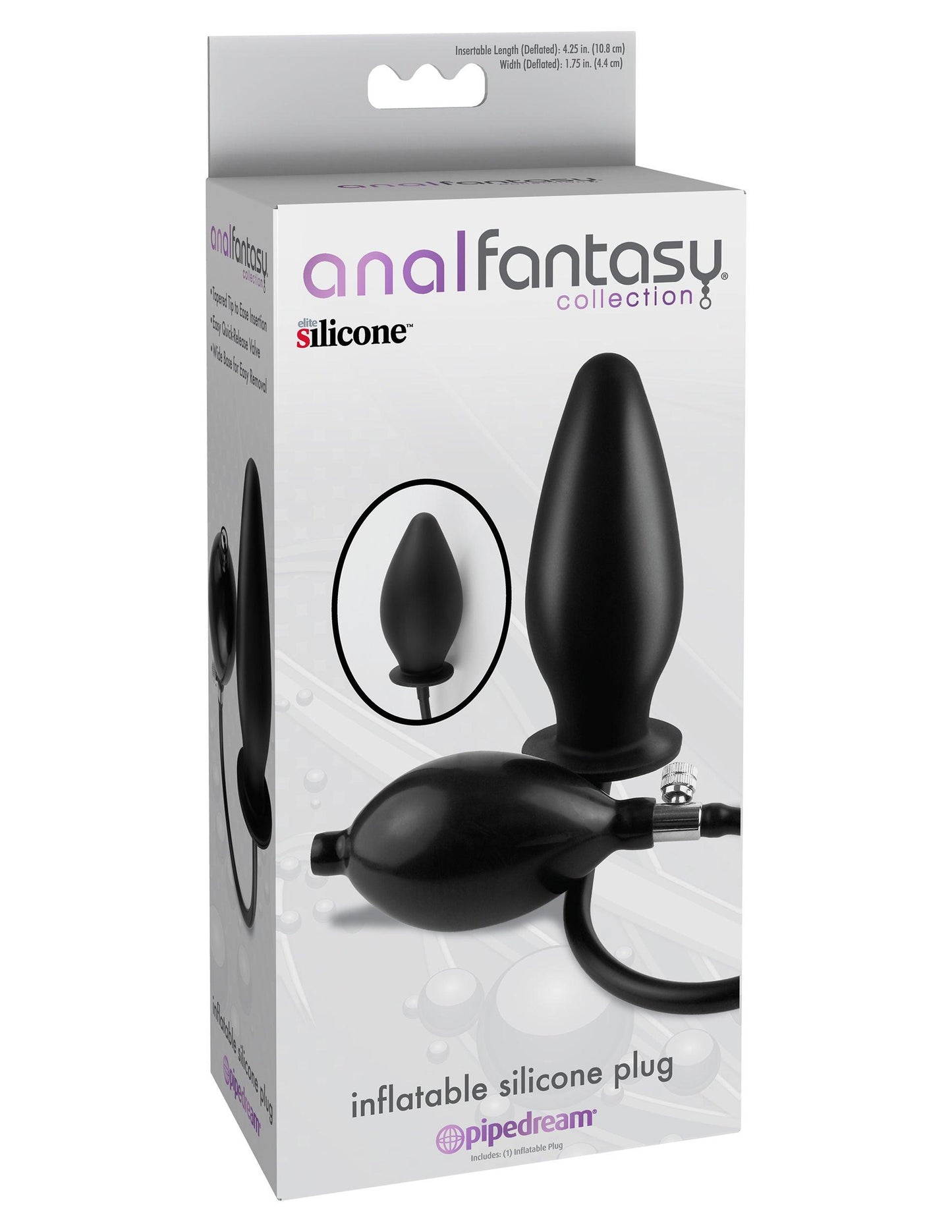 Anal Fantasy Collection Inflatable Silicone Plug - Black - Love It Wet