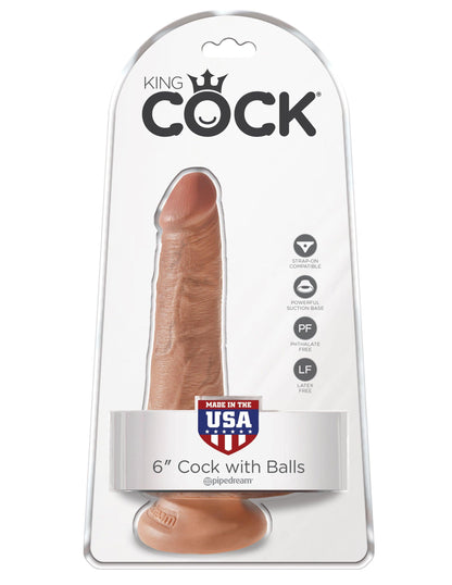 King Cock 6 Inch Cock With Balls - Light - Love It Wet