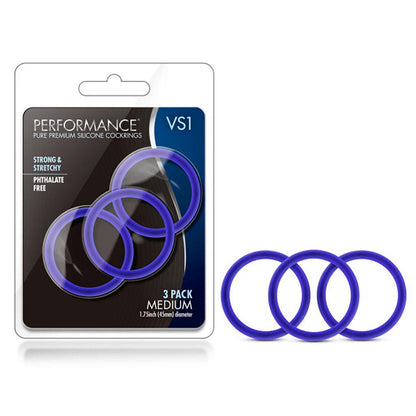 Performance - Vs1 Pure Premium Silicone Cockrings - Medium - Indigo - Love It Wet