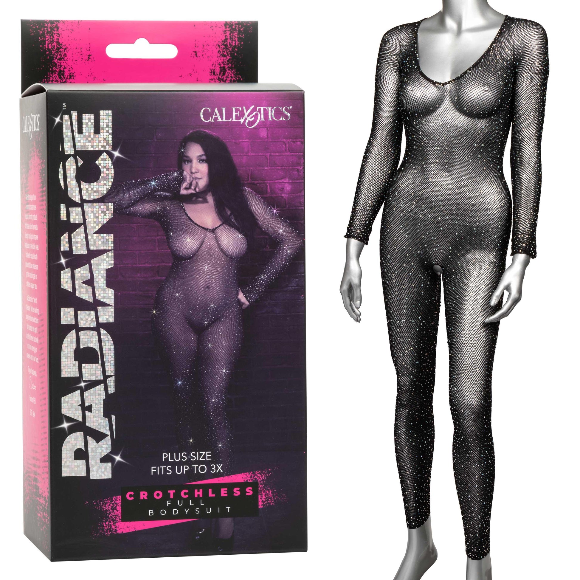 Radiance Crotchless Full Body Suit - Queen - Black - Love It Wet