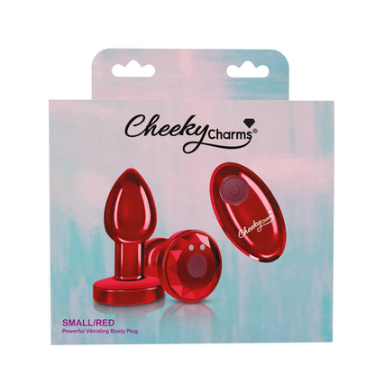 Cheeky Charms - Rechargeable Vibrating Metal Butt Plug With Remote Control - Red - Small - Love It Wet