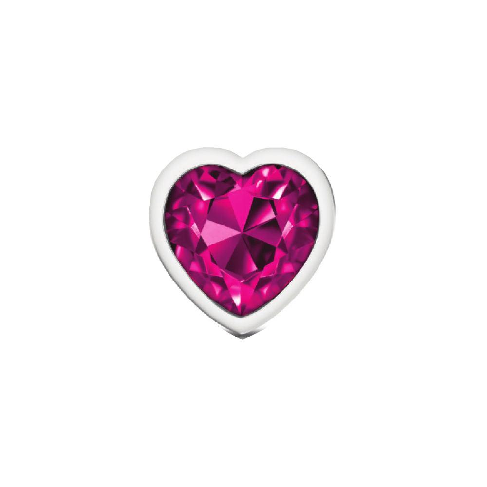 Cheeky Charms-Silver Metal Butt Plug- Heart-Bright Pink-Medium - Love It Wet