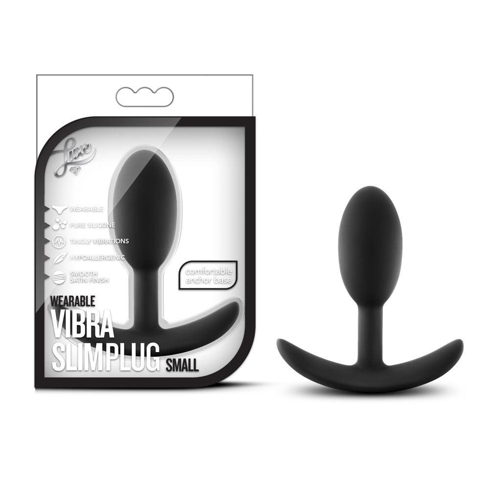 Luxe - Wearable Vibra Slim Plug - Medium - Black - Love It Wet