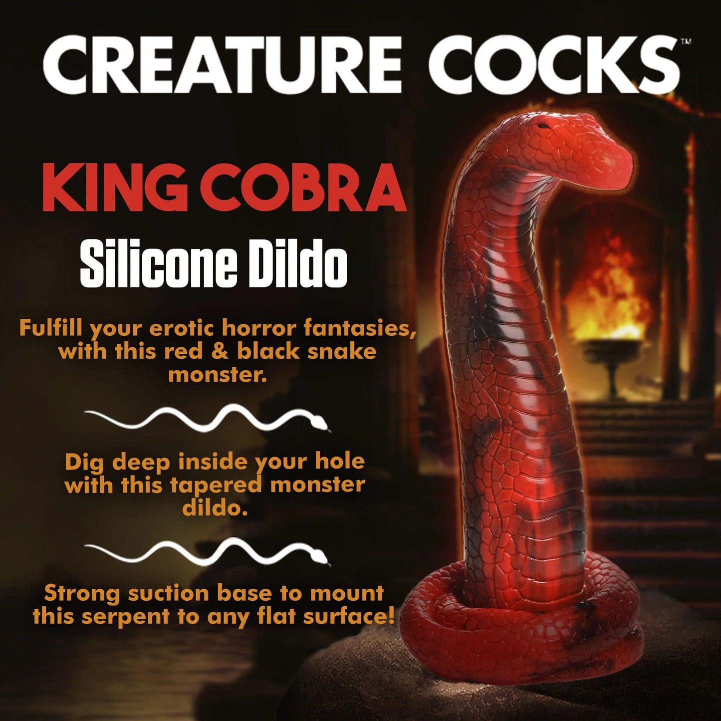 King Cobra King Cobra Silicone Dildo - Red - Love It Wet