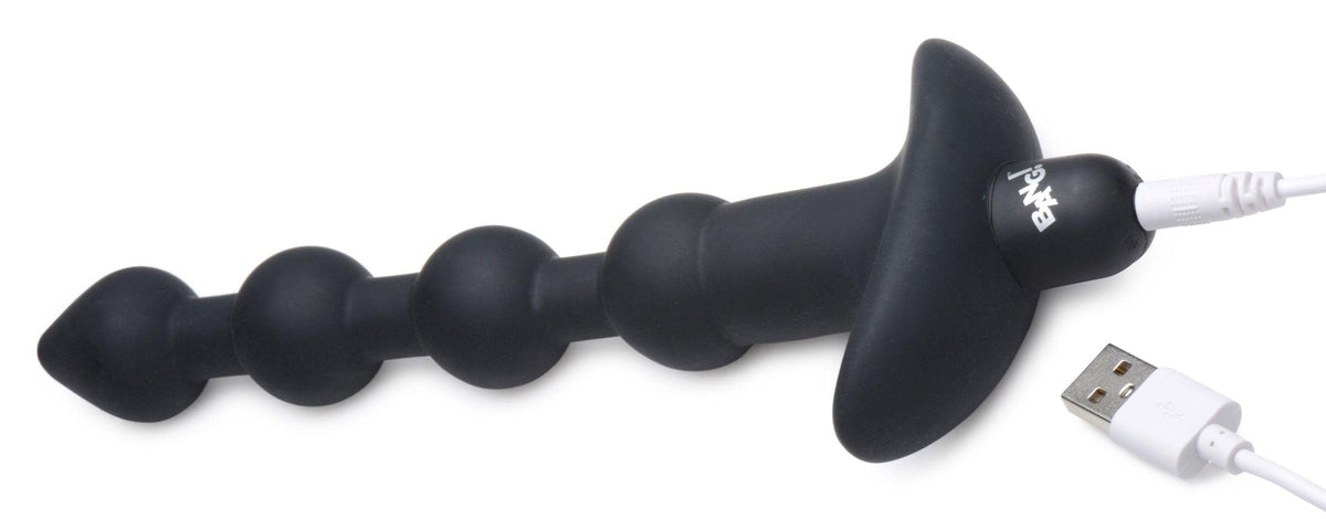 Bang - Vibrating Silicone Anal Beads and Remote Black - Love It Wet