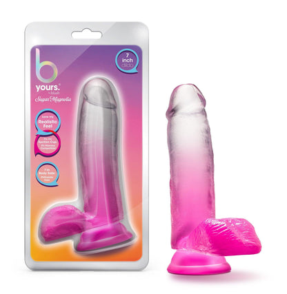 B Yours - Sugar Magnolia - 7 Inch Dildo - Fuchsia - Love It Wet
