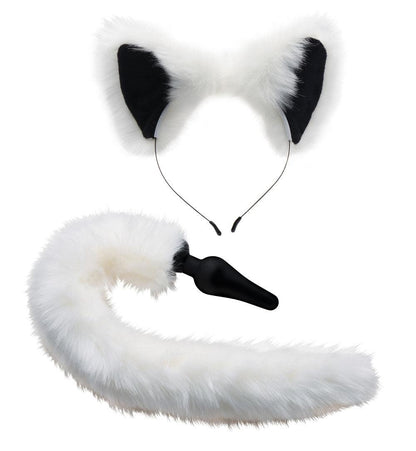 White Fox Tail Anal Plug and Ears Set - Love It Wet