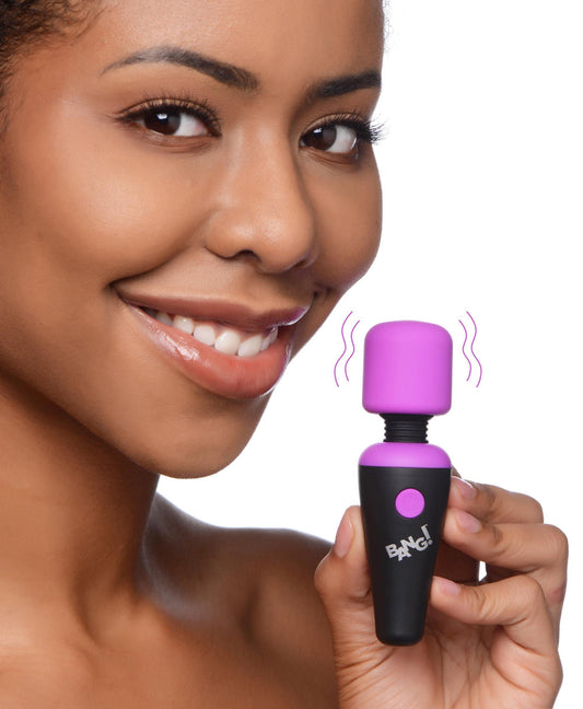 Bang - 10x Vibrating Mini Silicone Wand - Purple - Love It Wet