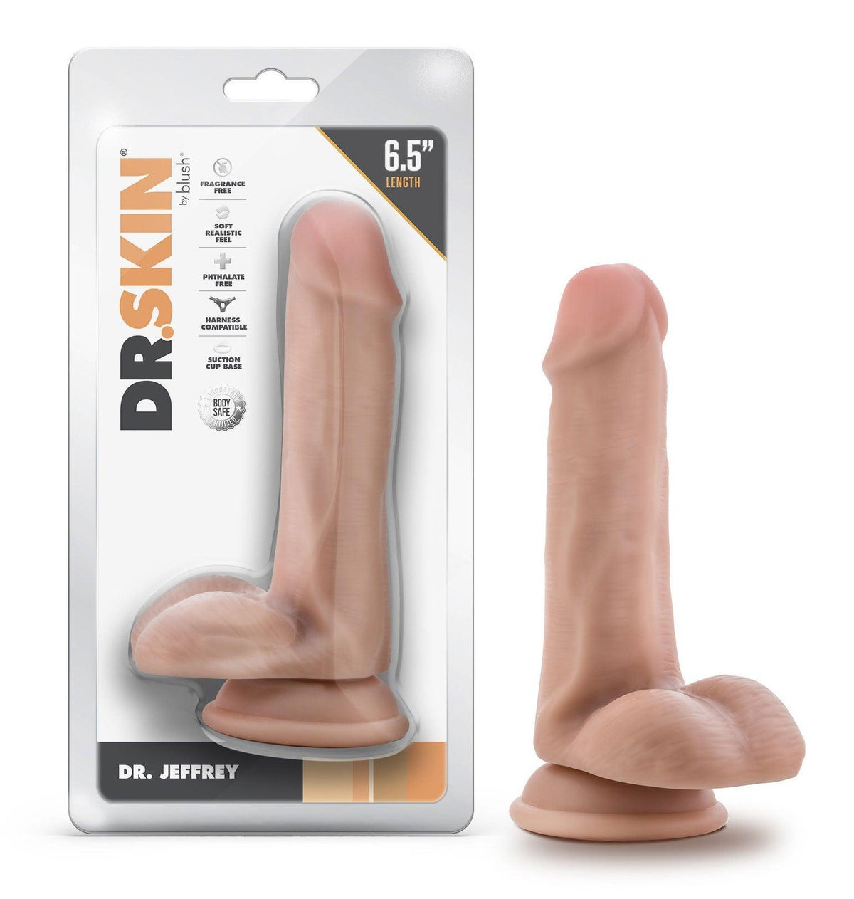 Dr. Skin - Dr. Jeffrey - 6.5 Inch Dildo With Balls - Beige - Love It Wet