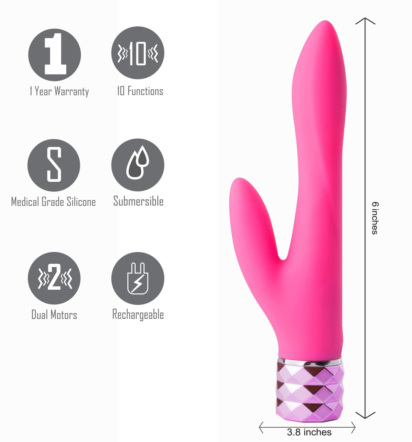 Victoria Crystal Gem Dual Vibrator - Pink - Love It Wet