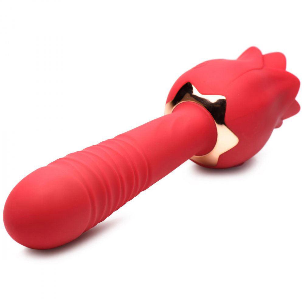 Bloomgasm Racy Rose Thrust and Lick Vibrator - Red - Love It Wet