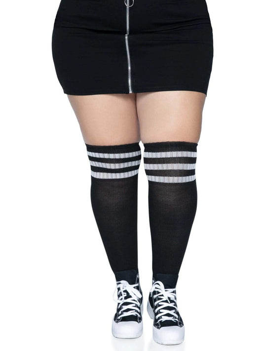 Over the Knee Athletic Socks -1x/2x - Black/white - Love It Wet