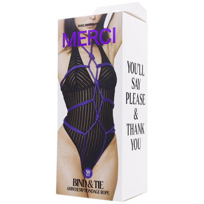 Merci - Bind and Tie - 6mm Hemp Bondage Rope - 50 Feet - Violet - Love It Wet