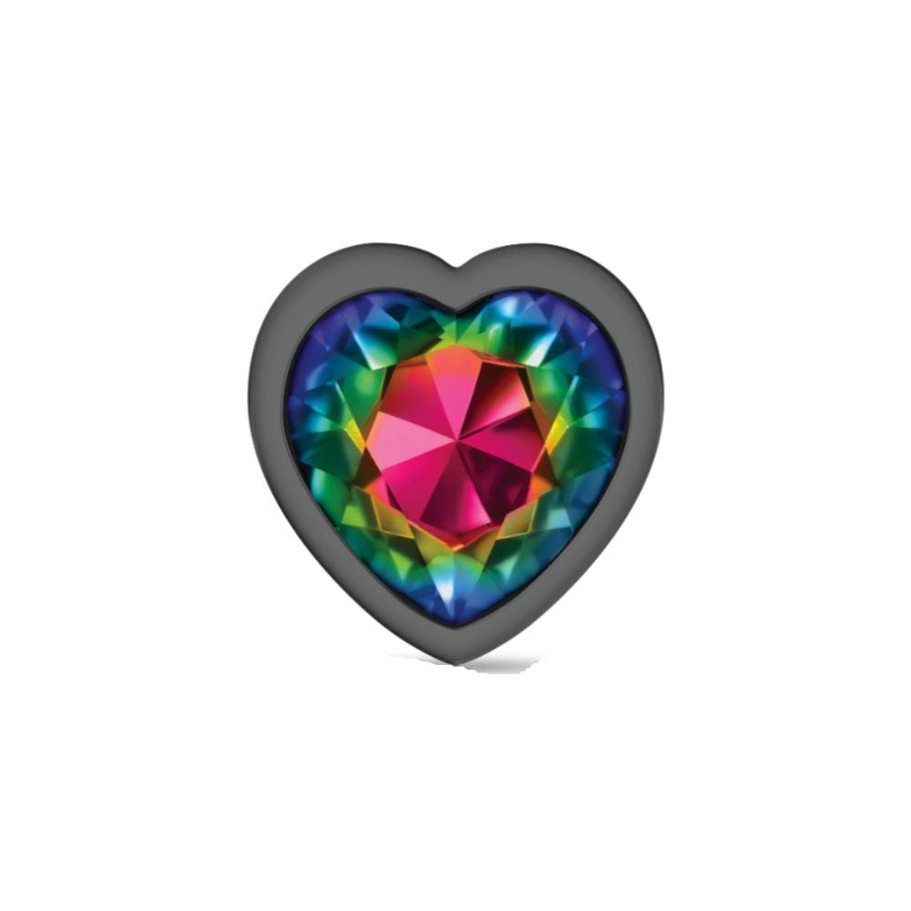 Cheeky Charms-Gunmetal Metal Butt Plug- Heart-Rainbow-Large - Love It Wet