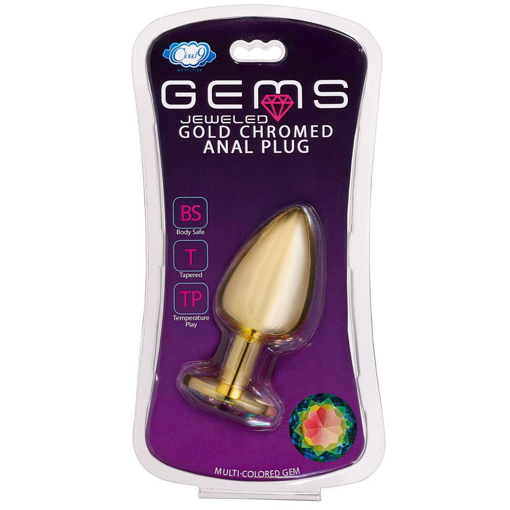 Cloud 9 Novelties Anal Gems Jeweled Gold Chromed - Large - Love It Wet