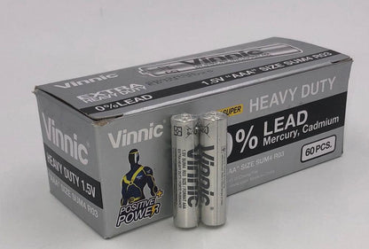 Vinnic Extra Heavy Duty AAA Batteries - 2 Pc./ Shrink Pk. - 60 Pcs. Box - Love It Wet