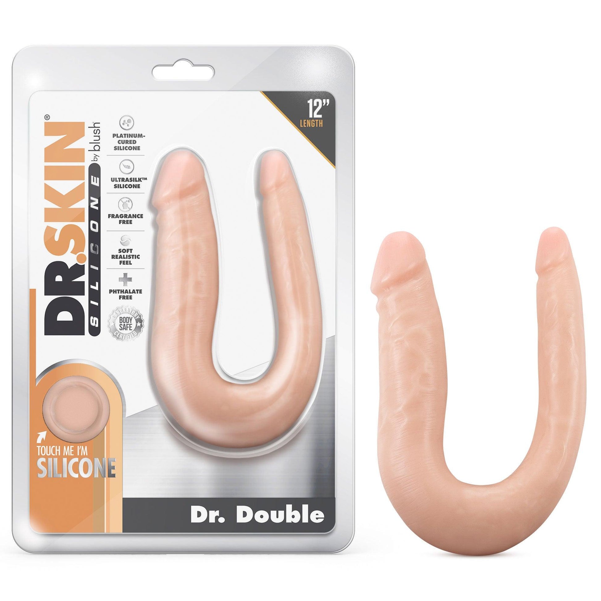 Dr. Skin Silicone - Dr. Double - 12 Inch Double Dong - Vanilla - Love It Wet