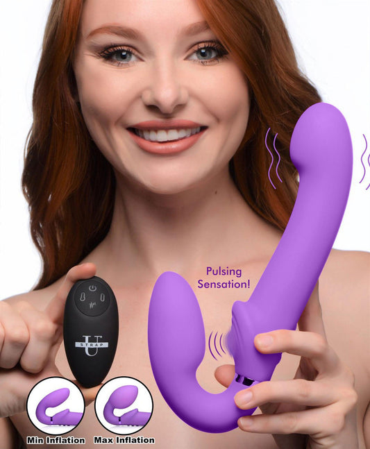 10x Ergo- Fit G-Pulse Inflatable and Vibrating Strapless Strap- on - Purple - Love It Wet