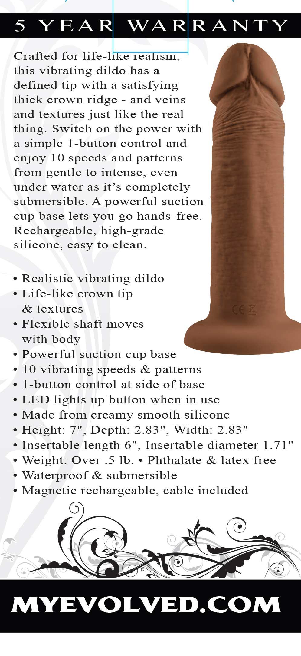 6 Inch Girthy Vibrating Dong - Dark - Love It Wet