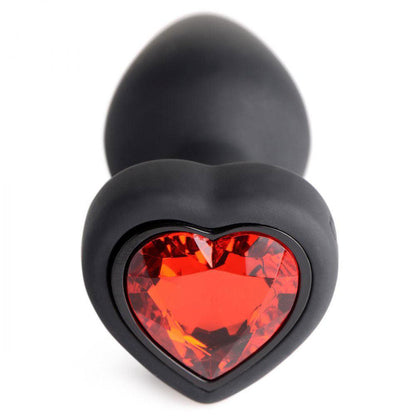 28x Silicone Vibrating Red Heart Anal Plug With Remote - Small - Love It Wet