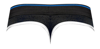 Retro Sport Panel Thong - L/ XL - Black/ Blue - Love It Wet