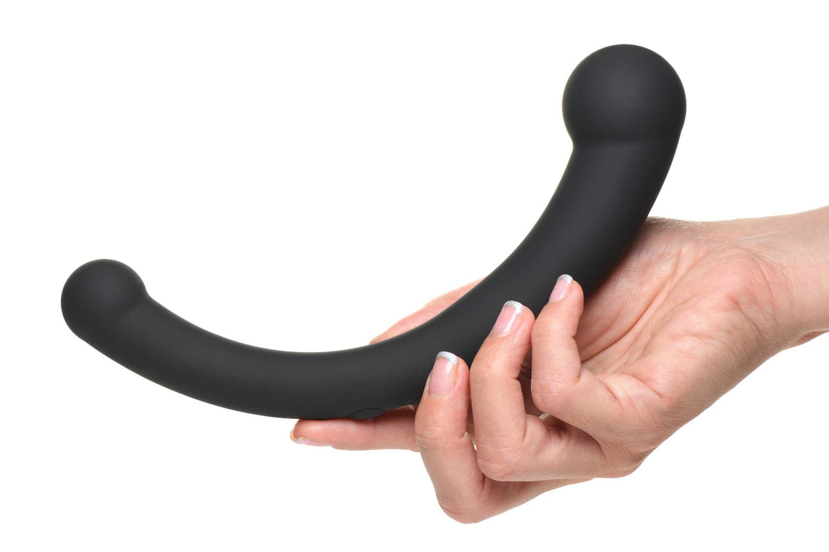 10x Vibra-Crescent Silicone Dual Ended Dildo - Black - Love It Wet