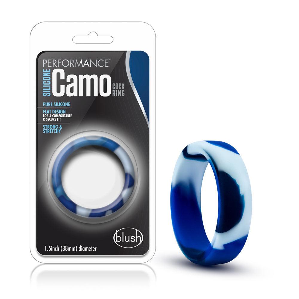 Performance - Silicone Camo Cock Ring - Blue Camoflauge - Love It Wet