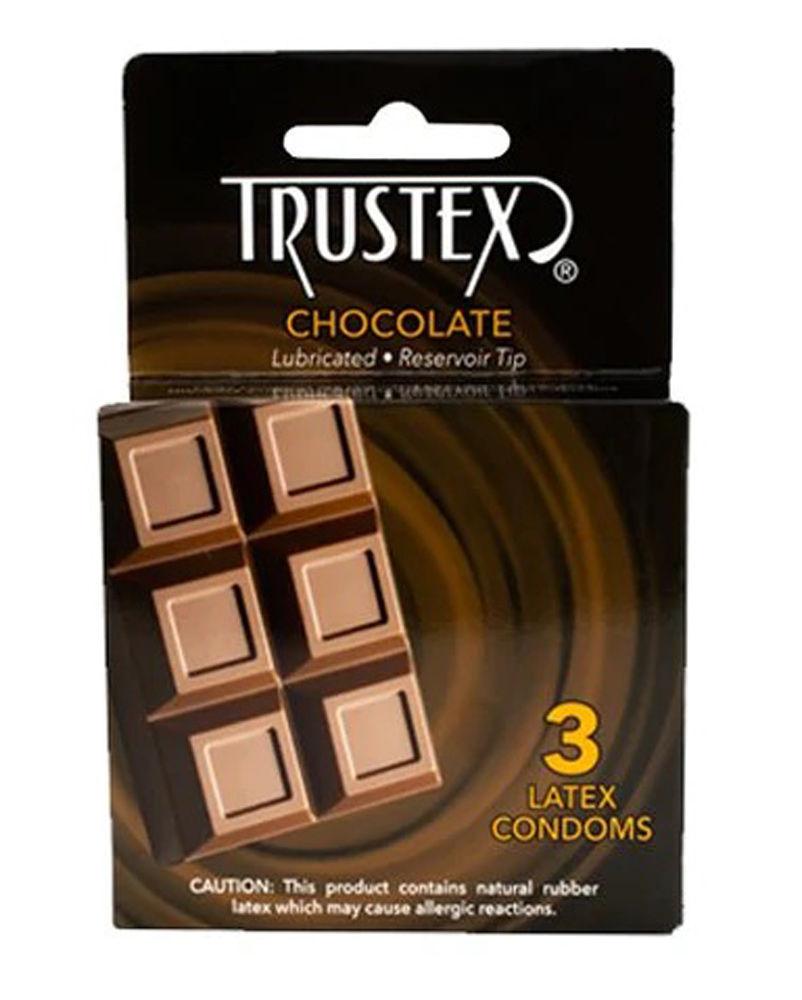 Trustex Flavored Lubricated Condoms - 3 Pack - Chocolate - Love It Wet