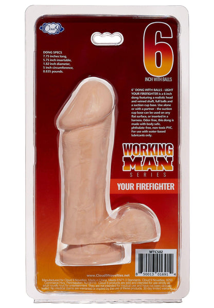 Cloud 9 Working Man 6 Inch With Balls - Your Firefighter - Light - Love It Wet