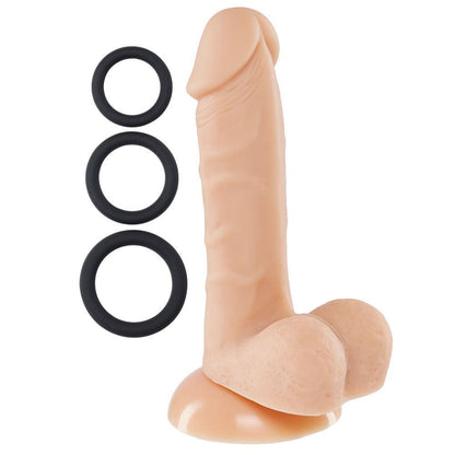 Pro Sensual Premium Silicone 6 Inch Dong With 3 Cockrings - Flesh - Love It Wet