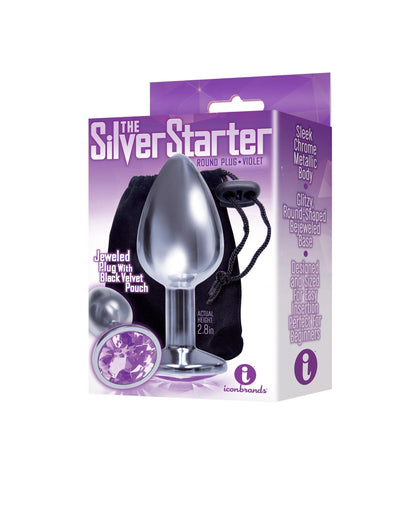 The 9's the Silver Starter Bejeweled Stainless Steel Plug - Violet - Love It Wet