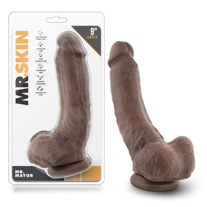Dr. Skin - Mr. Mayor 9 Inch Dildo With Suction Cup - Chocolate - Love It Wet