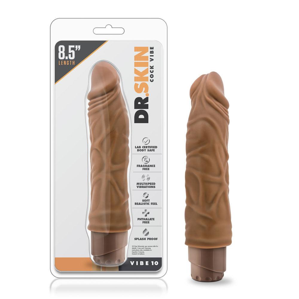 Dr. Skin - Cock Vibe 10 - 8.5 Inch Vibrating Cock - Mocha - Love It Wet