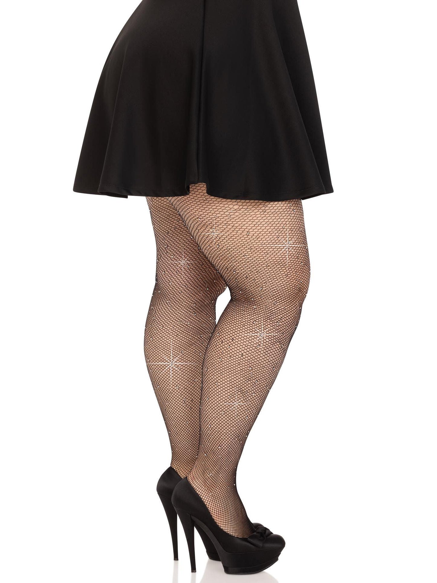 Colby Rhinestone Fishnet Tights - 1x/2x - Caramel - Love It Wet