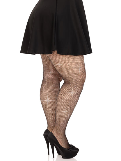 Colby Rhinestone Fishnet Tights - 1x/2x - Caramel - Love It Wet